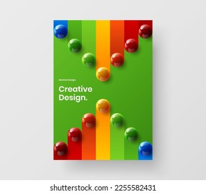 Amazing front page vector design layout. Isolated realistic spheres pamphlet template.