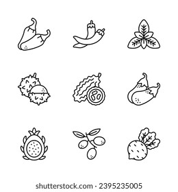 An amazing fruit and vegetable icons set, isolated on white background