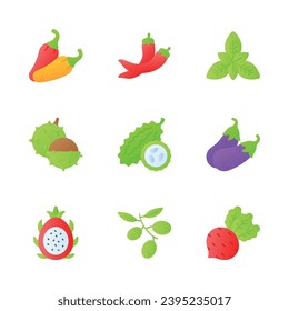 An amazing fruit and vegetable icons set, isolated on white background