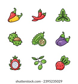 An amazing fruit and vegetable icons set, isolated on white background