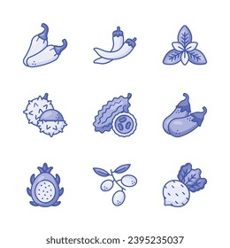 An amazing fruit and vegetable icons set, isolated on white background