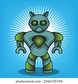 amazing futuristic cute mecha robot mascot logo icon design