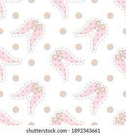 
Amazing gentle baby seamless pattern with polka dots, wings, tilde angel. Perfect for textiles, fabric, cover, baby shoes, paper, wall art. Cute vector illustration.