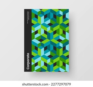 Amazing geometric hexagons annual report illustration. Bright cover A4 vector design template.