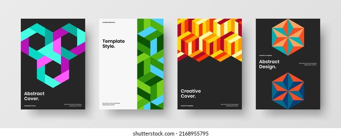 Amazing geometric hexagons flyer layout bundle. Premium corporate identity vector design illustration set.