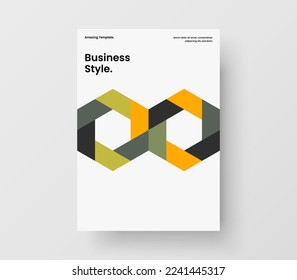 Diseño de presentación de hexágonos geométricos asombrosos. Plantilla vectorial de diseño de la portada del diario original A4.