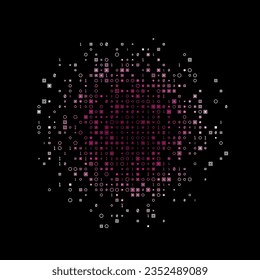 Amazing geometric matrix background in purple yellow green colors. Classy circular vector illustration.