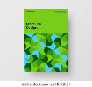 Amazing geometric pattern annual report concept. Fresh corporate brochure design vector layout.