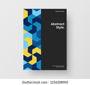 Amazing geometric pattern placard template. Premium company identity A4 vector design illustration.