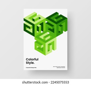 Amazing geometric pattern postcard template. Abstract front page design vector layout.