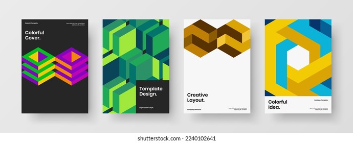 Composición de concepto de presentación de formas geométricas asombrosas. Conjunto de diseño de vectores de la cubierta de la compañía aislada.