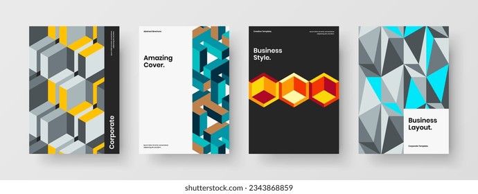 Erstaunliche Kollektion von geometrischen Fliesenblättern. Frische Corporate Broschüre, Vektordesign-Illustrationssatz.