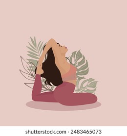 Amazing girl in lotus pose in yoga. Practicing yoga. Young and happy woman meditating.