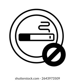 An amazing glyph icon of no smoking health warning sign