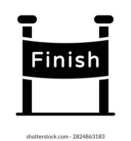 Amazing glyph icon representing finish banner for racing