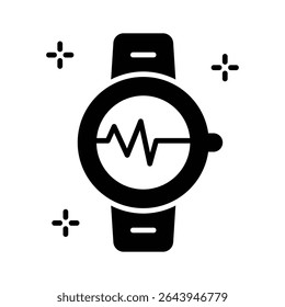 Um ícone de glifo surpreendente de smartwatch rastreando dados de saúde