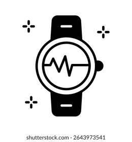 An amazing glyph icon of smartwatch tracking health data