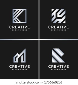 Amazing gradient silver logo collection, letter, construction, business, finance Premium Vector