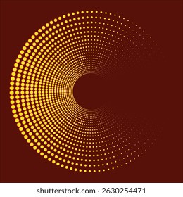 Increíble efecto espiral de semitono. Abstractas círculos punteados de colores. Puntos de forma redonda. Fondo punteado espiral, icono. Elemento de diseño de Vector editable