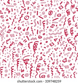 Amazing hand drawn party vector seamless pattern. Abstract artistic geometric background. Cute endless texture. Pattern can be used as a vintage wallpaper, website backdrop, textile design