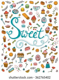 Amazing hand drawn sweets collection