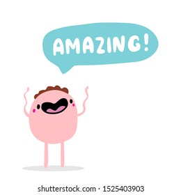 Amazing hand drawn vector illustration with cartoon comic man speech bubble pastel colors