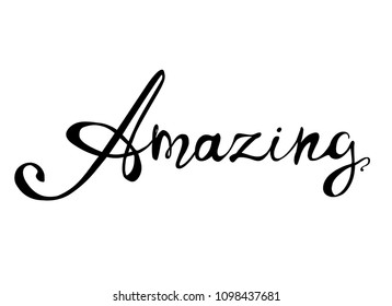 Amazing. Hand written doodle vector word on white background