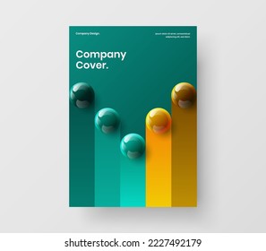 Amazing handbill A4 design vector concept. Original realistic spheres company identity template.