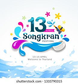 Amazing Happy Songkran festival sign of Thailand design water splash background, vector illustration Amazing Happy Songkran festival sign of Thailand design water splash background, vector illustration