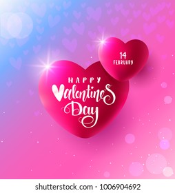 Amazing hearts for Valentines Day. Beautiful romantic calligraphy inscription. Vector illustration