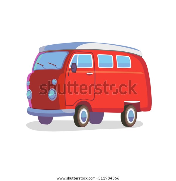 Amazing hippie car illustration. Surfing\
concept cartoon style. Colorful and flat style design for print\
advertising, postcard.