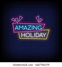 Amazing Holiday Neon Signs Style Text Vector