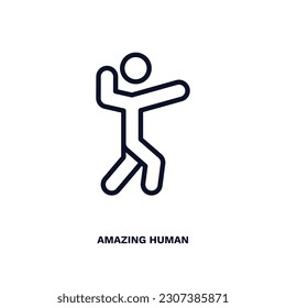 amazing human icon. Thin line amazing human icon from feeling and reaction collection. Outline vector isolated on white background. Editable amazing human symbol can be used web and mobile