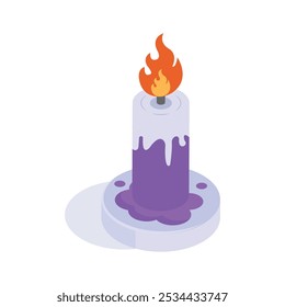 An amazing icon of candle, halloween candle isometric vector
