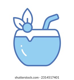 an amazing icon of coconut drink, premium vector of summer drink easy to use