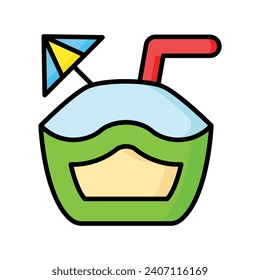 An amazing icon of coconut drink, premium vector of summer drink easy to use