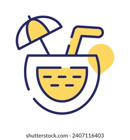 an amazing icon of coconut drink, premium vector of summer drink easy to use