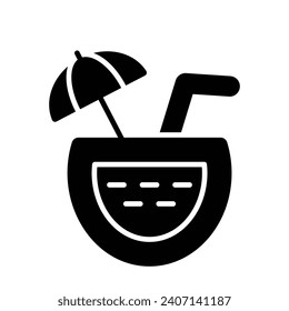 an amazing icon of coconut drink, premium vector of summer drink easy to use