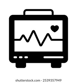 Un icono increíble de una máquina de ECG, medición de la frecuencia cardíaca, monitoreo de la salud cardíaca