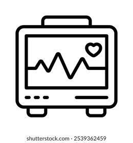 Un icono increíble de una máquina de ECG, medición de la frecuencia cardíaca, monitoreo de la salud cardíaca