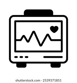 Un icono increíble de una máquina de ECG, medición de la frecuencia cardíaca, monitoreo de la salud cardíaca