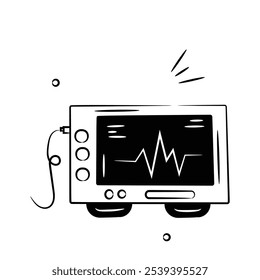 Un icono increíble de una máquina de ECG, medición de la frecuencia cardíaca, monitoreo de la salud cardíaca.