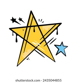 An amazing icon of hand drawn star vector in graffiti art style, ready to use