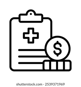 Amazing icon of medical allowance, featuring healthcare symbols and financial elements