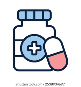 An amazing icon of pills jar, denoting medication, pharmacy, and health care essentials