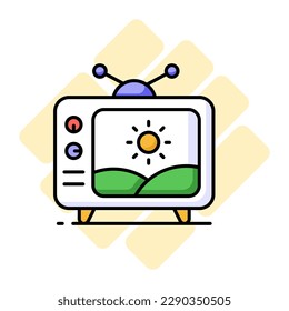 An amazing icon of retro television in modern style, vintage television icon design