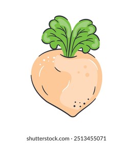 Um ícone incrível de nabo, raiz vegetariana, comida orgânica, isolado no fundo branco