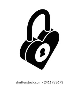 An amazing icon of valentine heart lock, vector of love padlock