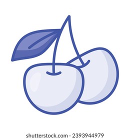 An amazing icon of wild cherries in modern design style, pair of cherries