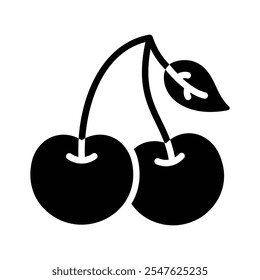 An amazing icon of wild cherries in modern design style, pair of cherries